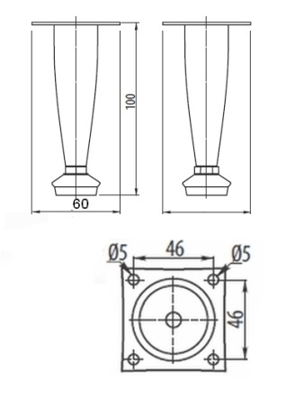 Nóżka metal - stożkowa H - 100 mm satyna