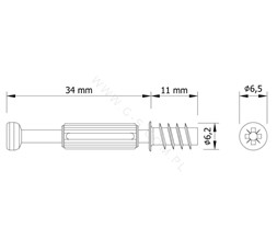 Zaczep mimośrodowy 34 mm z gwintem euro