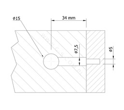 Zaczep mimośrodowy 34 mm z gwintem euro